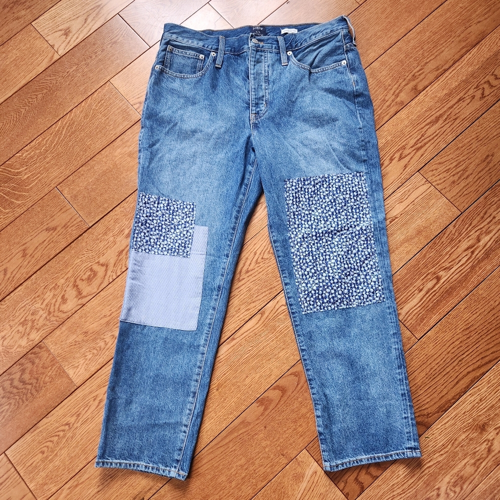 J Crew Premium Patchwork Button Fly Boyfriend Jea… - image 3